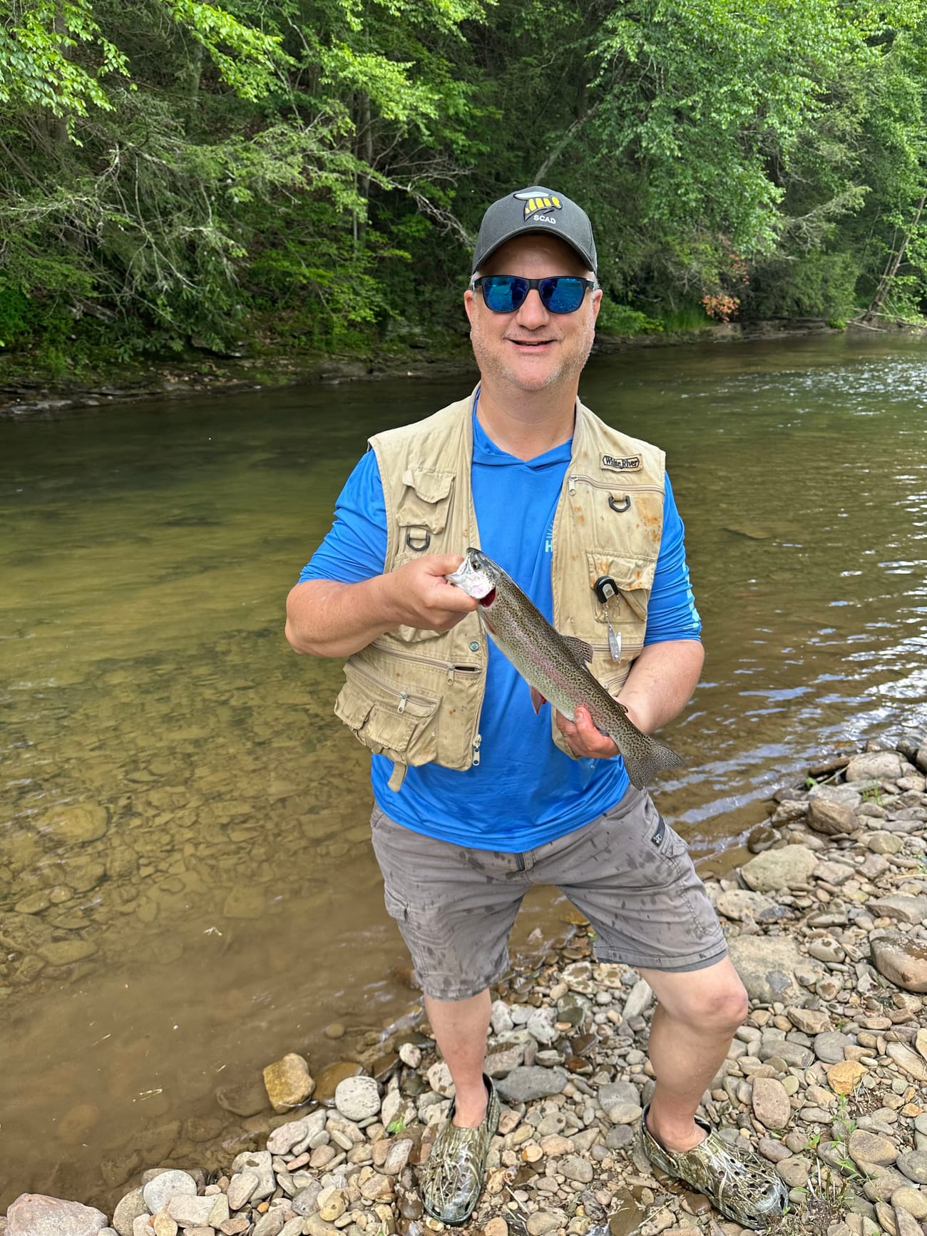 An Edgesource team member fishing during a team offsite